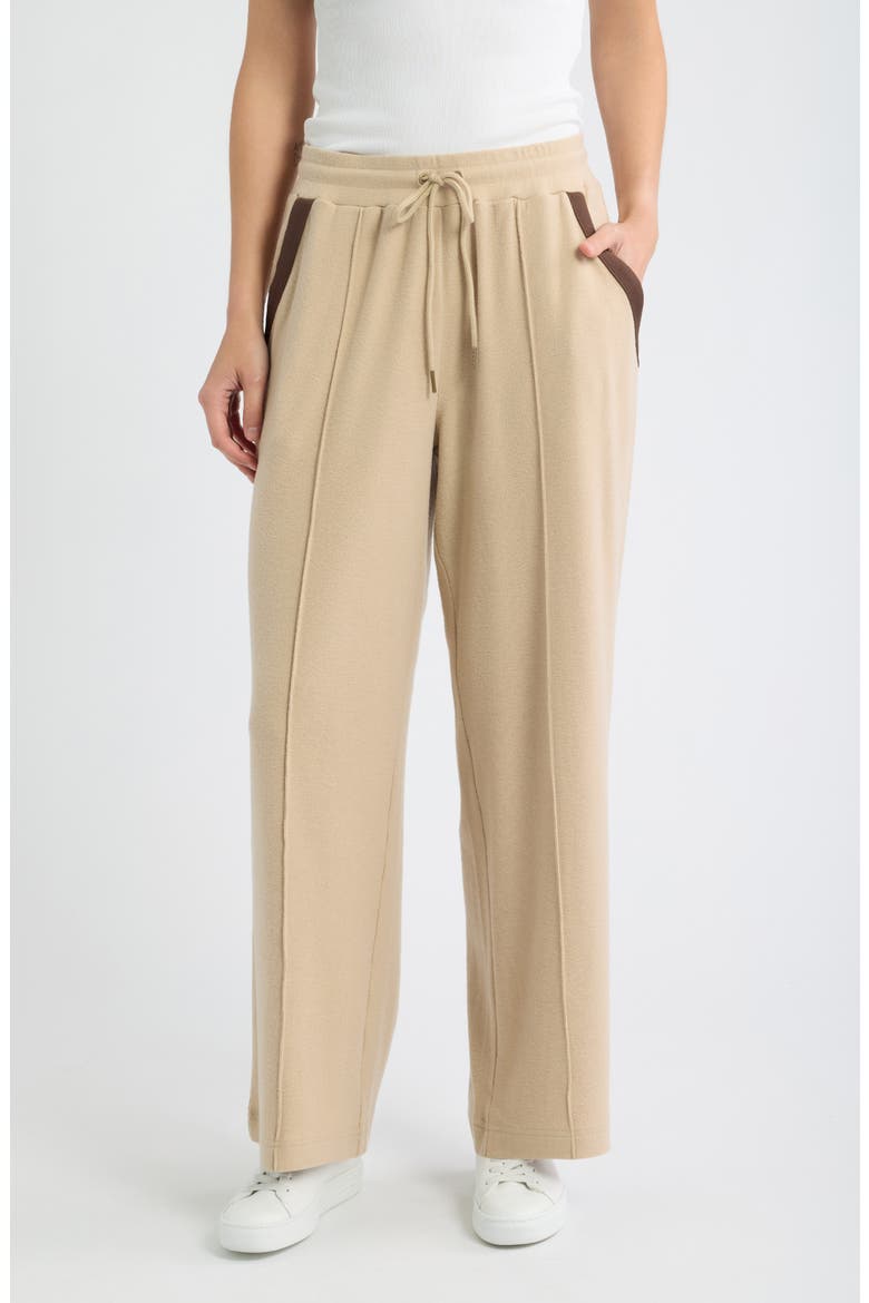 Pintuck Tie Waist Lounge Pants, Main, color, TAN