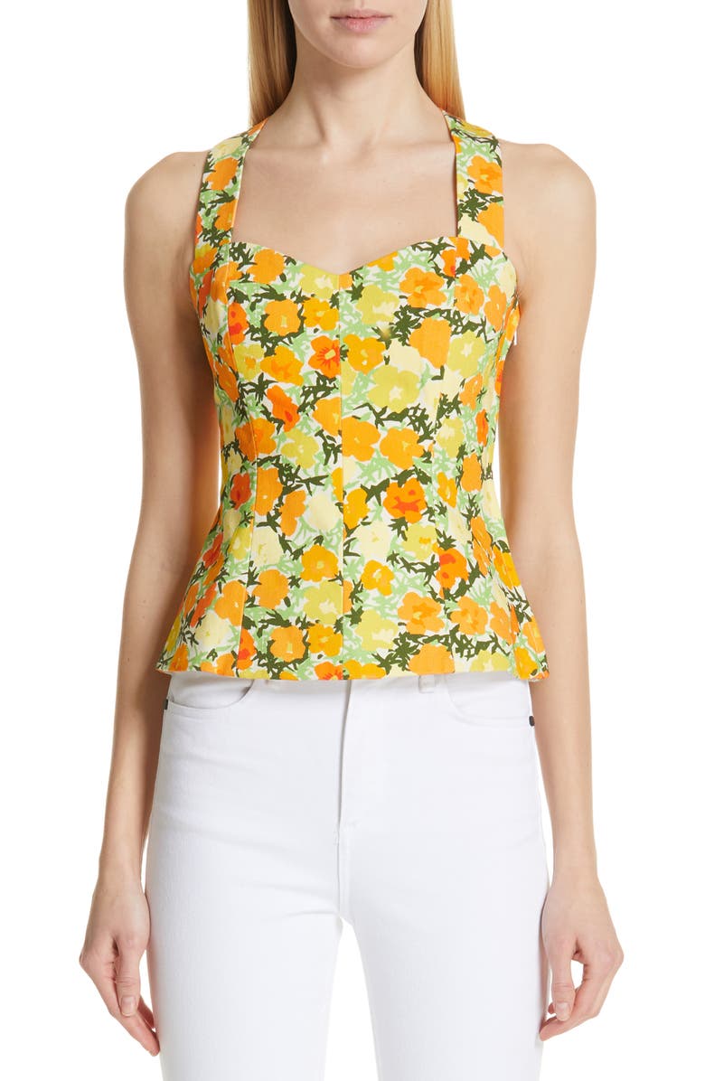 Simon Miller Alga Floral Sleeveless Twill Top, Main, color, 