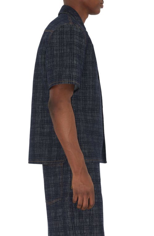 Burberry Mens Spread-collar Cotton Denim Shirt Indigo Ip Check Xs In Black