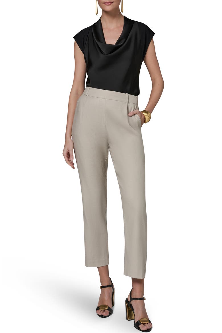 Linen Blend Straight Leg Ankle Pants, Alternate, color, TUSCAN GREY