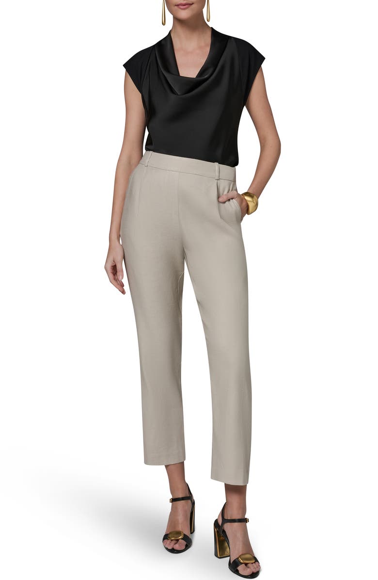 Donna Karan New York Linen Blend Straight Leg Ankle Pants, Alternate, color, Tuscan Grey