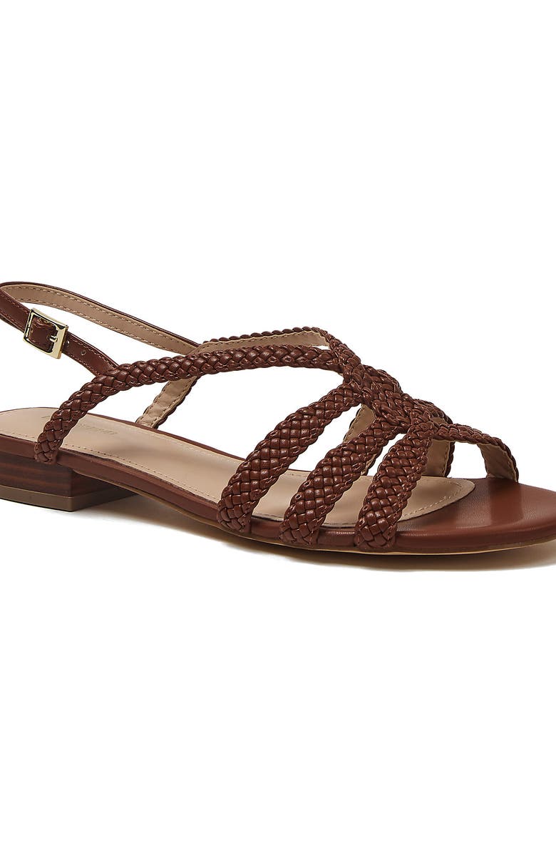 Lands' End Pasadena Braided Sandals, Alternate, color, Cognac