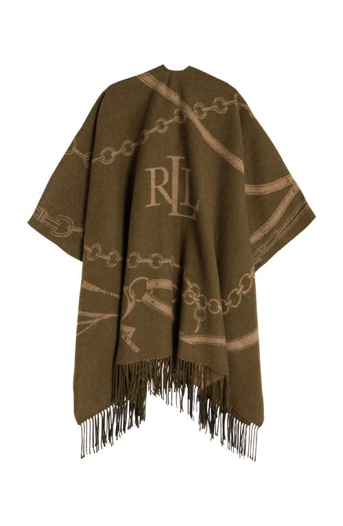 Lauren Ralplh Lauren Equestrian Jacquard Oversized Ruana In Brown