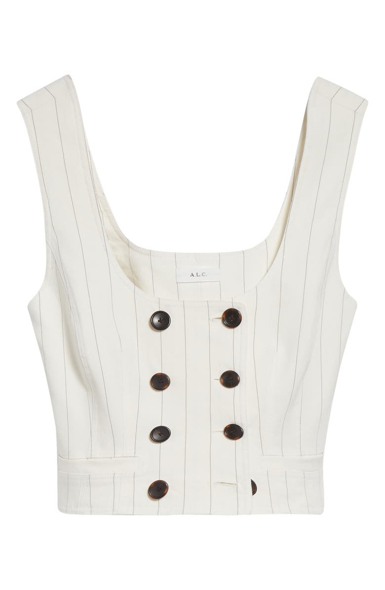 A.L.C. Darcy Pinstripe Linen Blend Crop Vest, Alternate, color, Pearl/ Brown