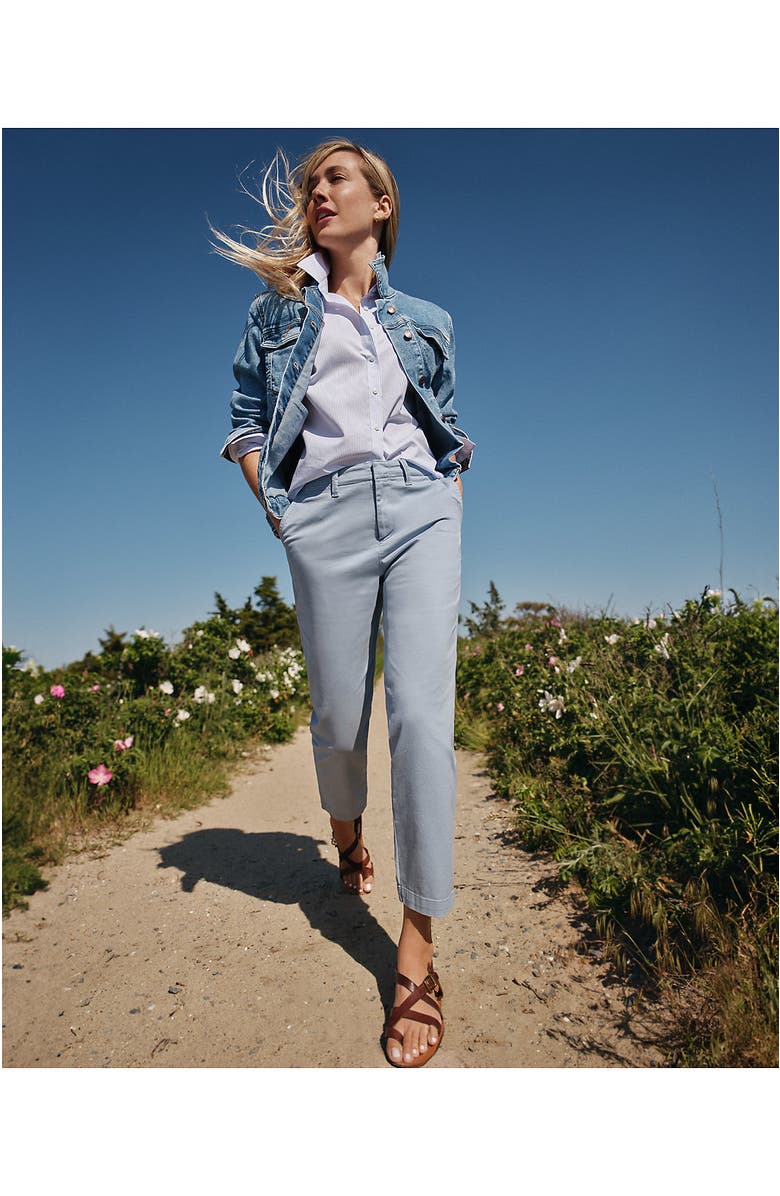 Lands' End Mid Rise Classic Straight Leg Chino Ankle Pants, Alternate, color, Pale Slate Blue