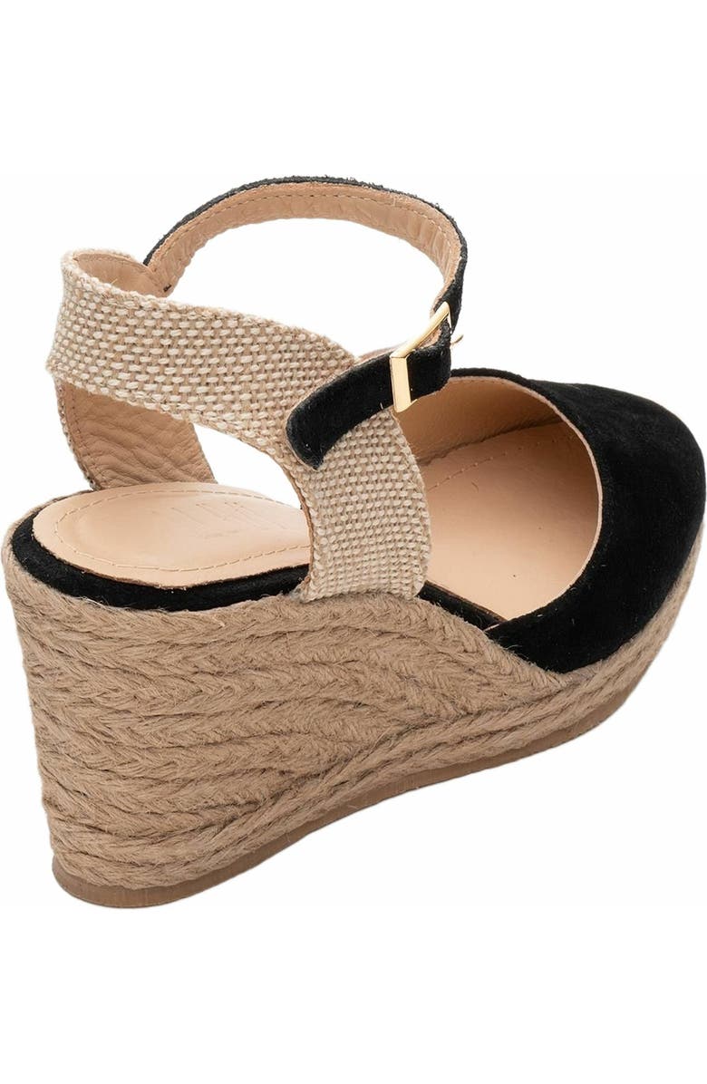 Forever & Always Shoes Sinta Suede Leather Platform Espadrille, Alternate, color, Black Suede Leather