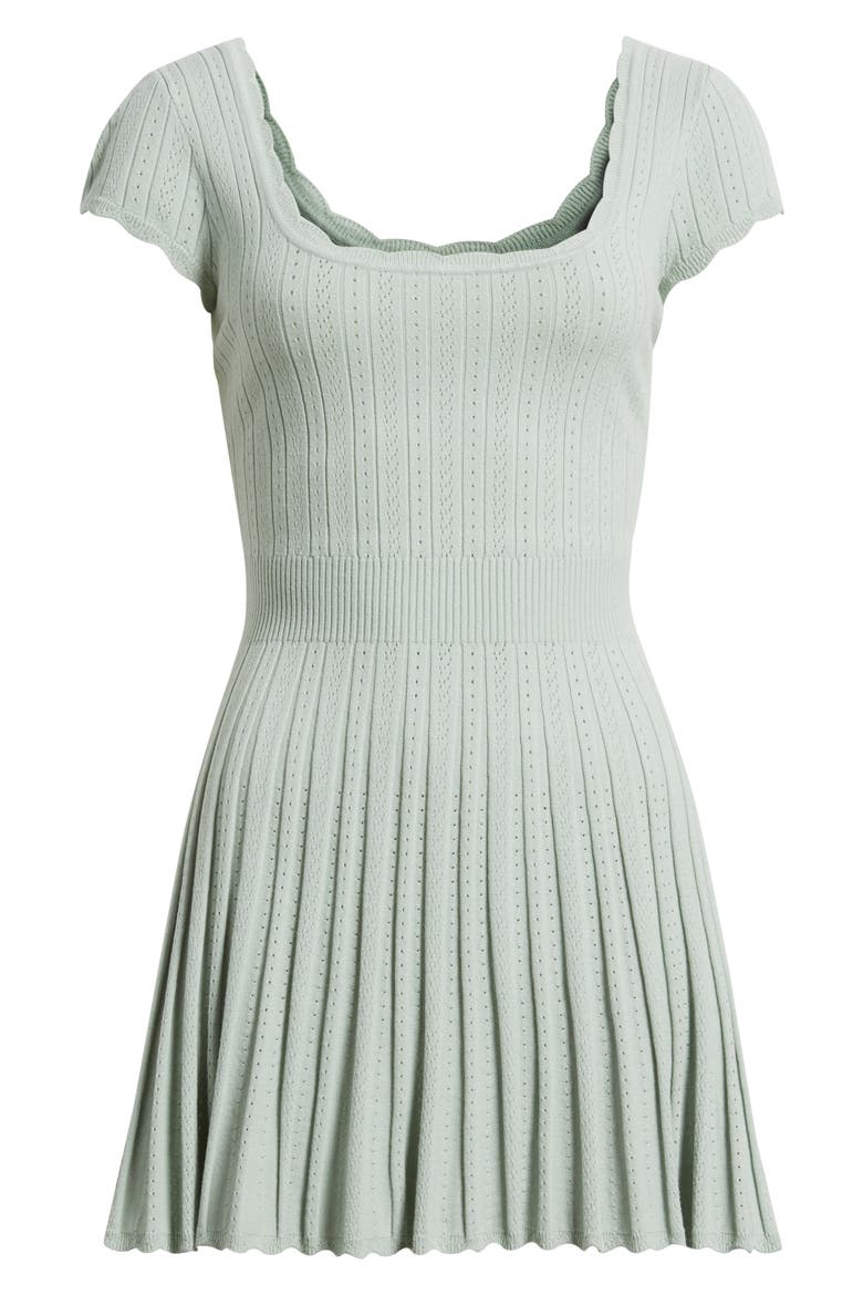 Evaluna Pointelle Pleated Minidress, Alternate, color, EAU DE NIL