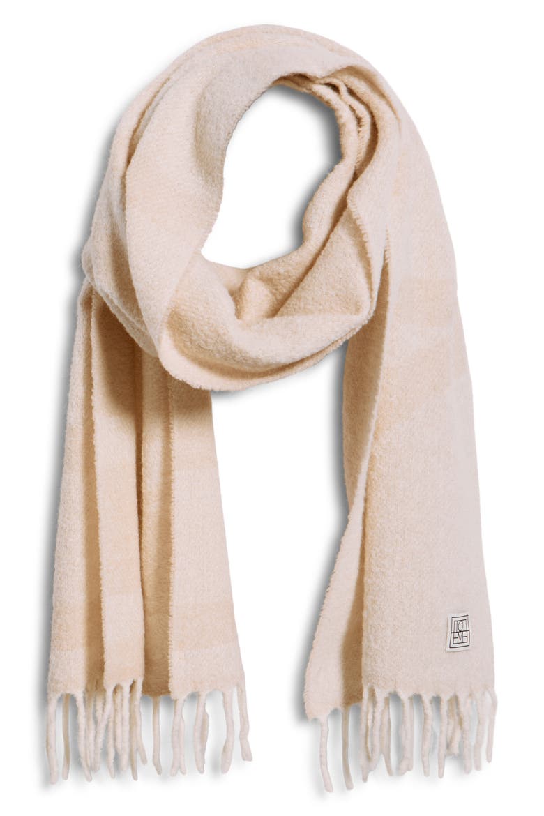 Monogram Jacquard Alpaca Blend Fringe Scarf, Main, color, ECRU/ WHITE