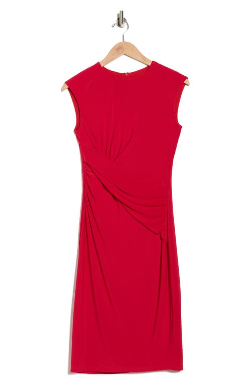 Vince Camuto Cap Sleeve Ruched Body-con Dress In Red