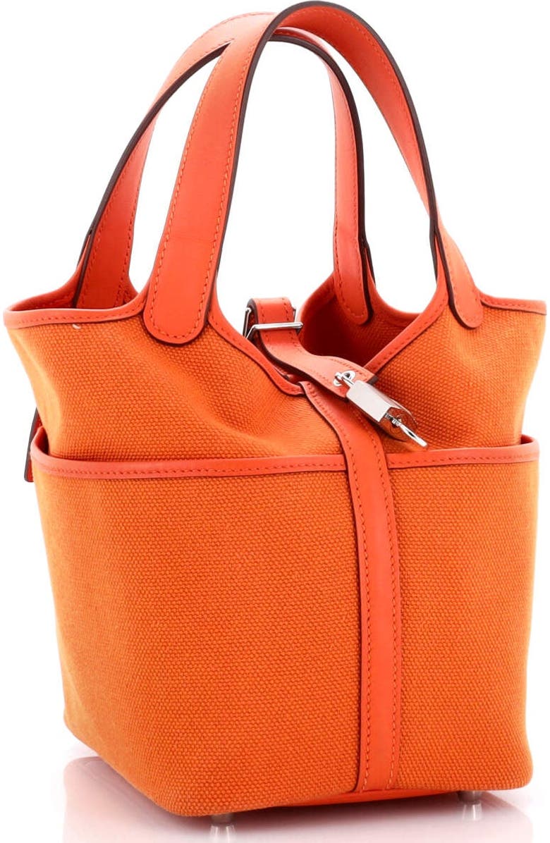 Pre-Owned Hermes Cargo Picotin Lock Bag Canvas and Swift PM, Alternate, color, Orange Minium