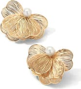 MIRANDA FRYE Lily Freshwater Pearl Floral Stud Earrings