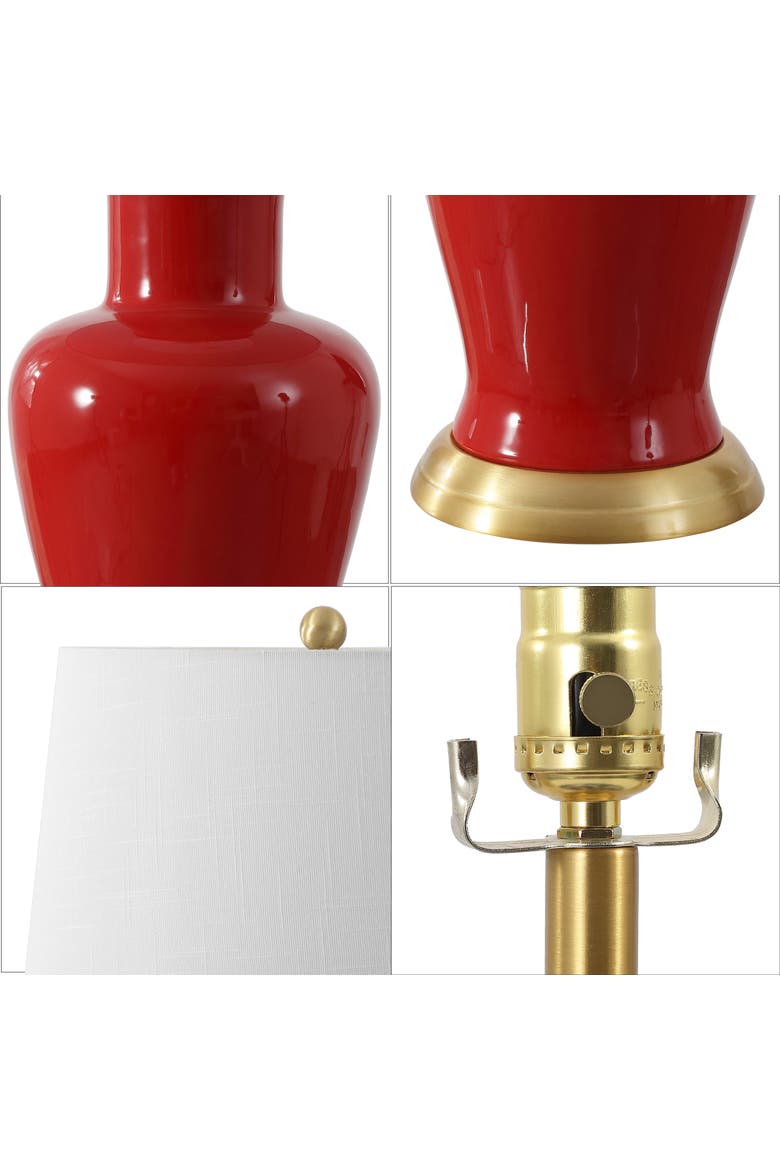 Julian Traditional Classic Ceramic Urn LED Table Lamp, Alternate, color, Red