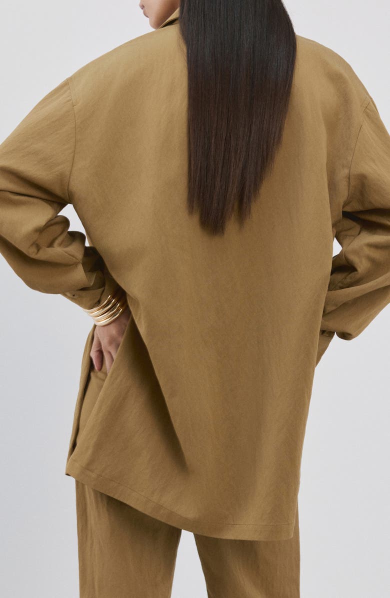 MANGO Oversize Popover Shirt, Alternate, color, Khaki