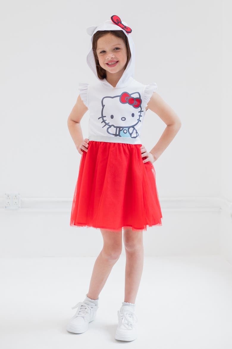 Hooded Tutu Dress, Alternate, color, Hello Kitty White Red