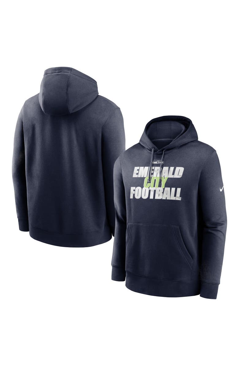 Nike Men's Nike College Navy Seattle Seahawks Fan Gear Local Club Pullover Hoodie, Main, color, 
