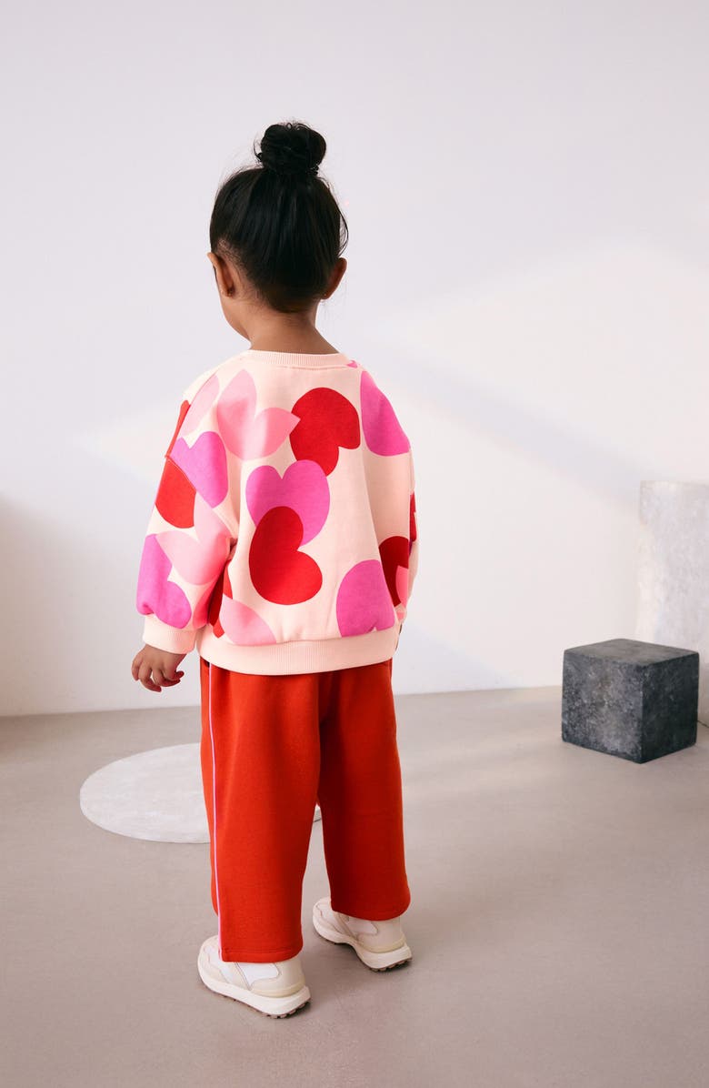 NEXT Kids' Heart Print Sweatshirt & Sweatpants Set, Alternate, color, Pink