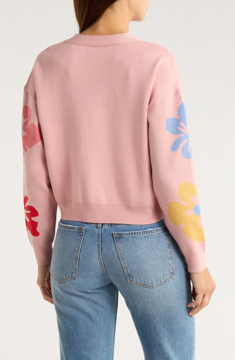 BY DESIGN Frankie Pattern Cardigan, Alternate, color, Peach Beige / Hibisc