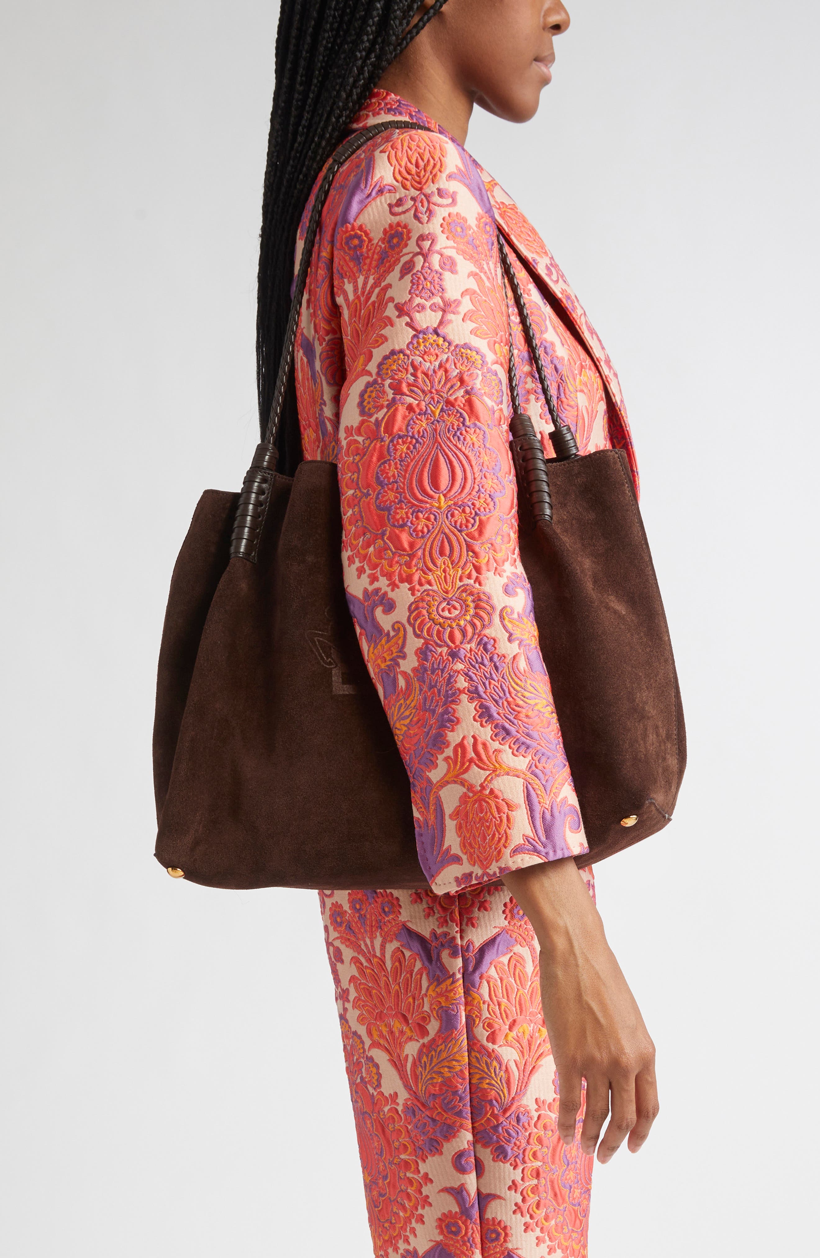 Etro Medium Libra Suede Shopping Tote, Alternate, color, 