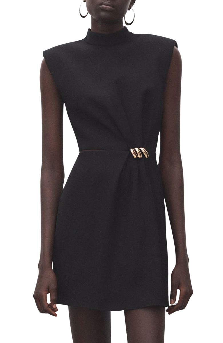 MANGO Hardware Detail Dress, Main, color, Black