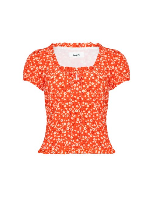 Ro&zo Red Ditsy Empire Seam Top In Multi