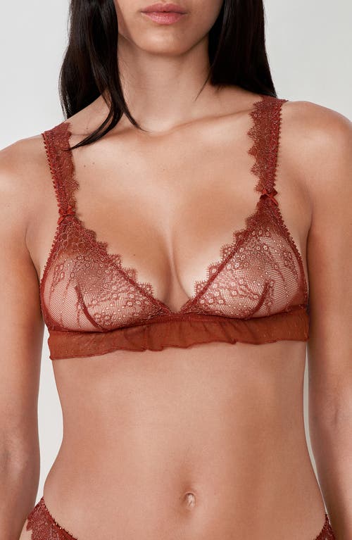 Etam Allusion Ruffle Lace Bralette in Brown  product