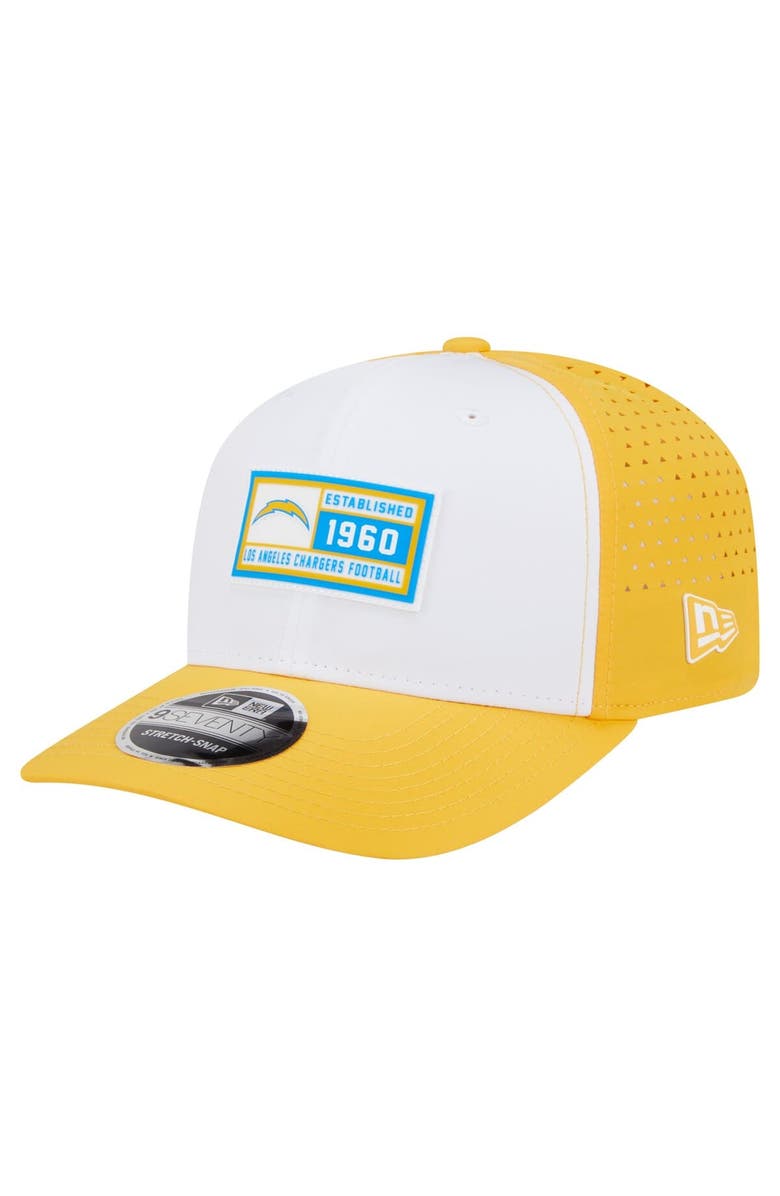 New Era Men's New Era  White/Gold Los Angeles Chargers Established Patch 9SEVENTY Adjustable Hat, Main, color, White