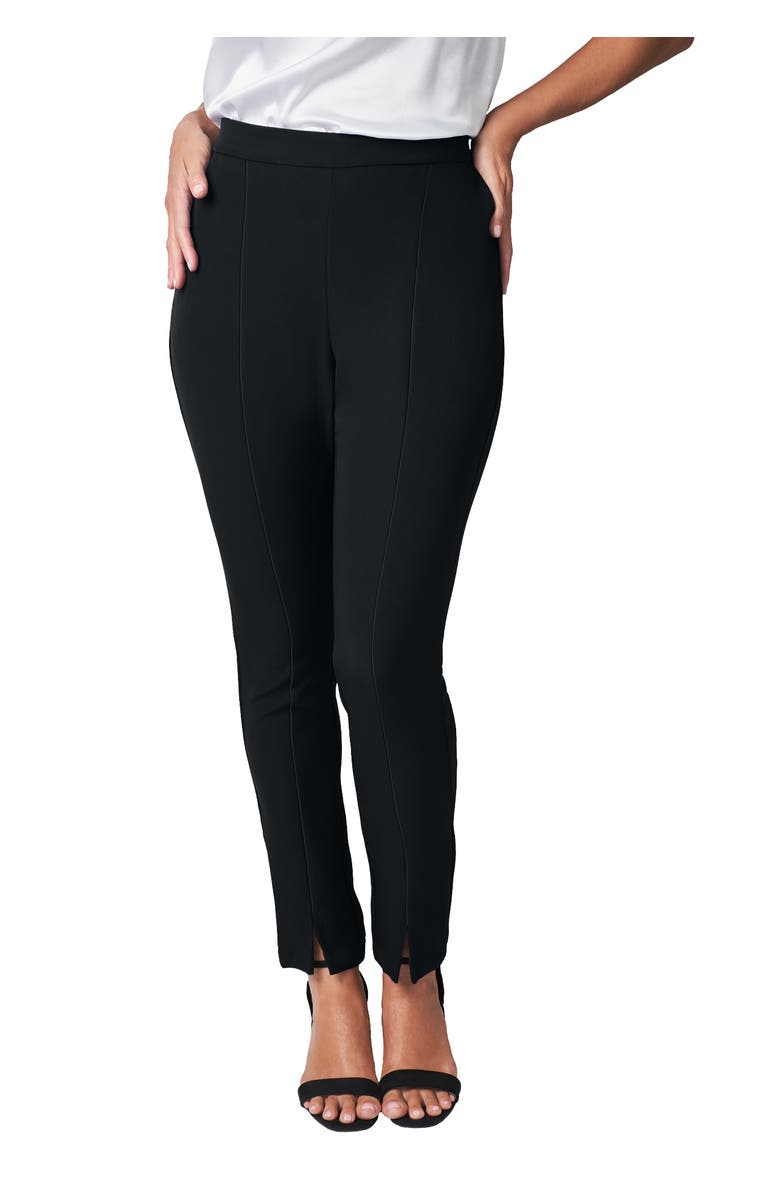 Jessica London Bi-Stretch Slit Front Ankle Pant, Main, color, Black