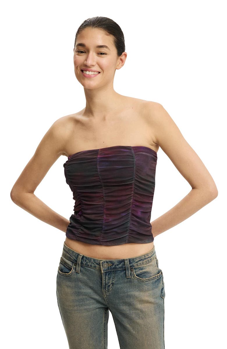 Cotton On Women's Cara Corset Bandeau, Main, color, Mira Berry Blurred