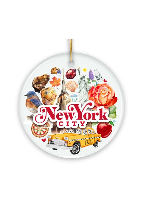 New York City Landmarks Collage Ceramic Ornament