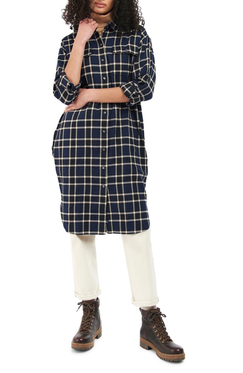 Barbour Fairbarn Plaid Long Sleeve Cotton Shirtdress, Main, color, 