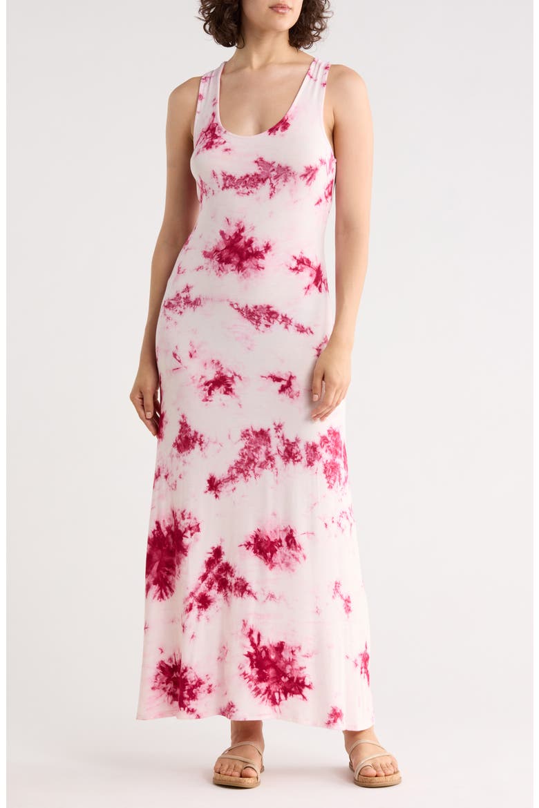 Solid Racerback Maxi Dress, Main, color, MAGENTA TIE DYE
