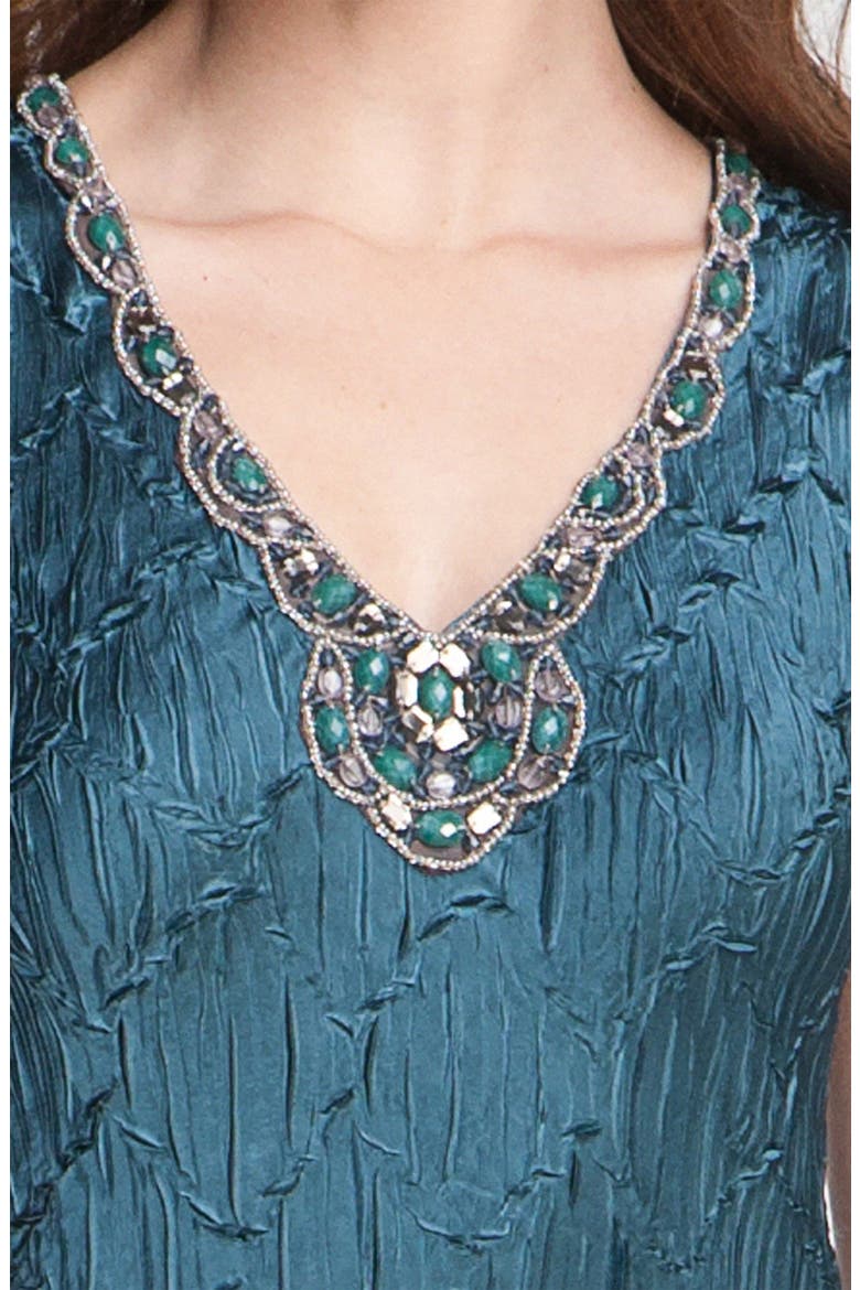 Beaded Charmeuse & Chiffon Dress with Jacket, Alternate, color, MEDITERRANEAN
