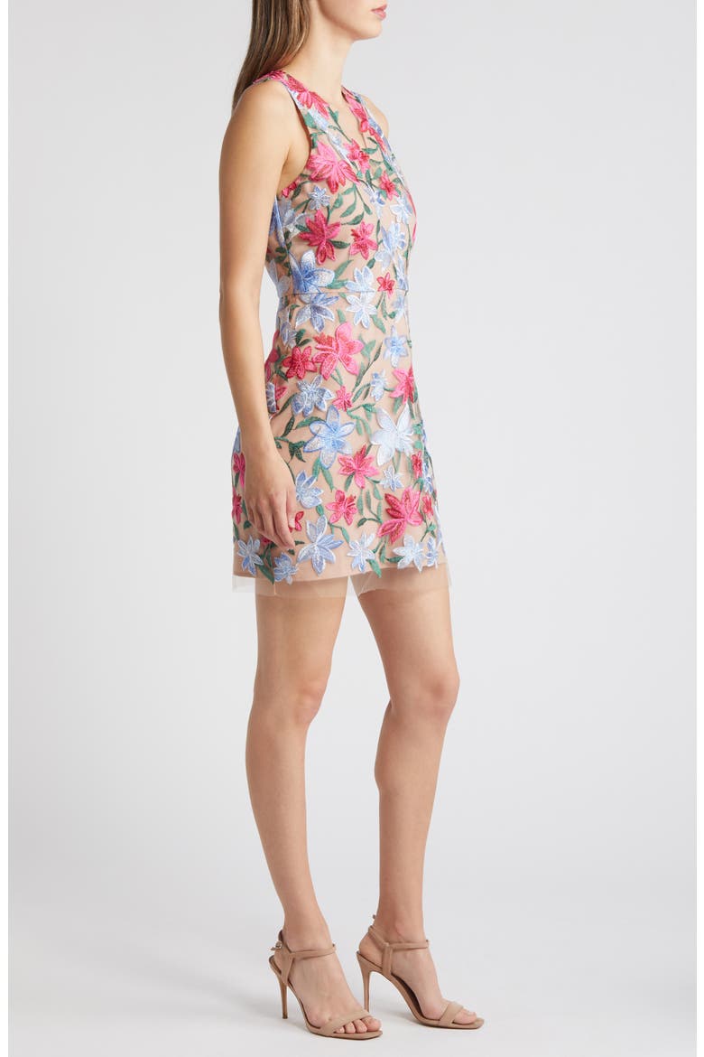 Embroidered Floral Minidress, Alternate, color, PNK/ BLUE