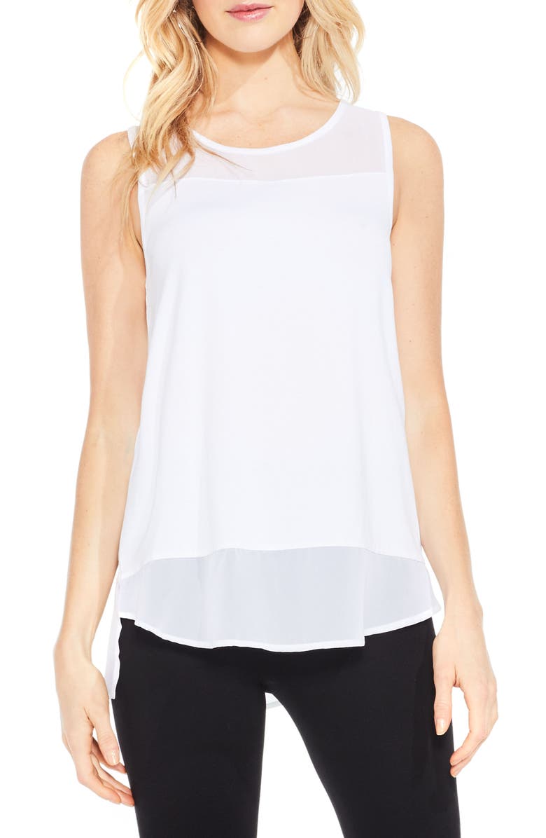Vince Camuto Sleeveless Mixed Media Top, Main, color,