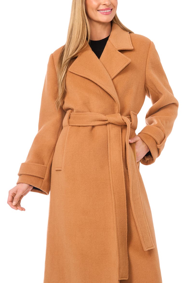 Wool Blend Wrap Coat, Alternate, color, NOUGAT