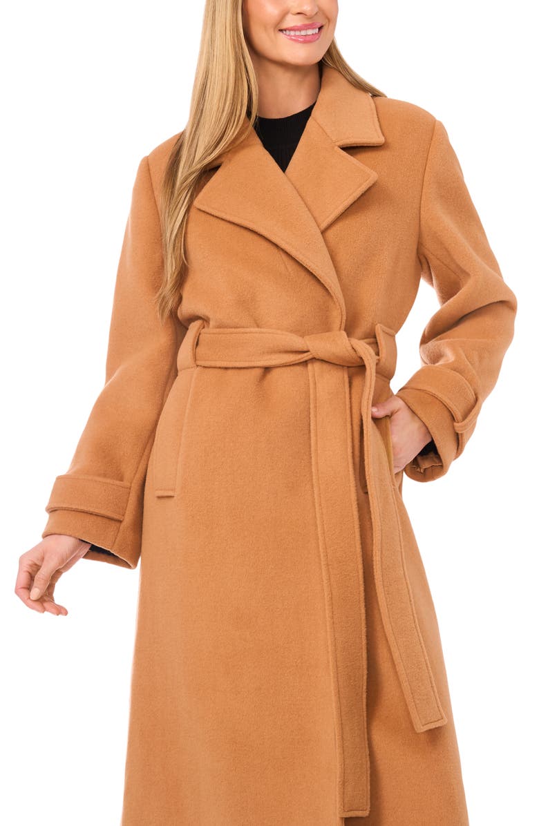 Ted Baker Wool Blend Wrap Coat, Alternate, color, Nougat