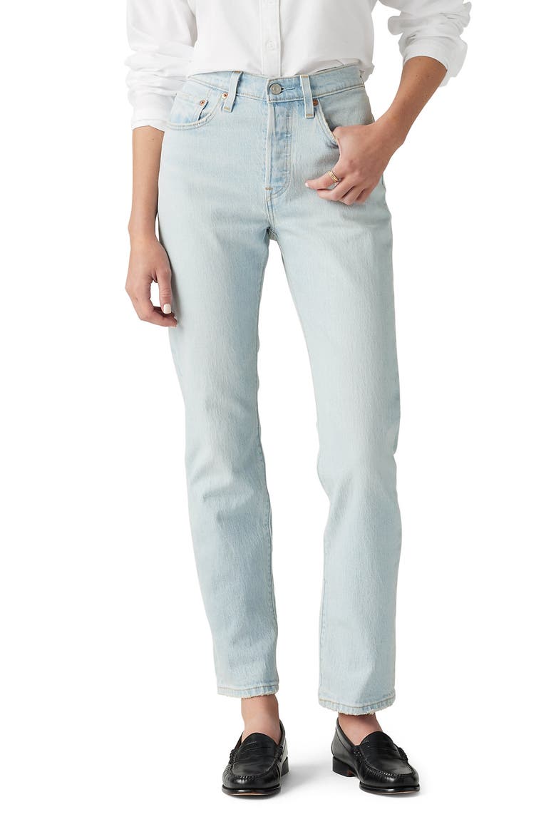 501® High Waist Straight Leg Jeans, Main, color, STEPPED AWAY