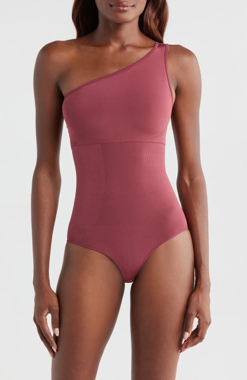 Pinsy Butter Sculpt One-shoulder Bodysuit In Dark Cherry