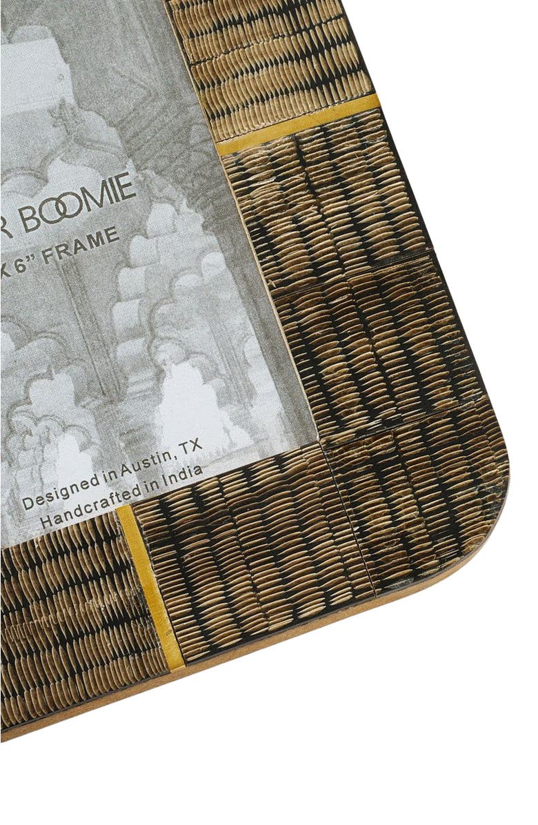 Matr Boomie Kerala Picture Frame - Curved Carved Horn , Brass Inlay, Alternate, color, Brown