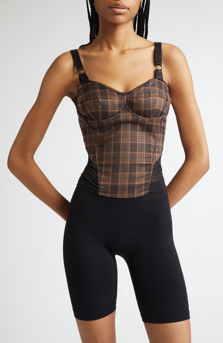 Miaou Marguerite Plaid Corset Top, Main, color, 