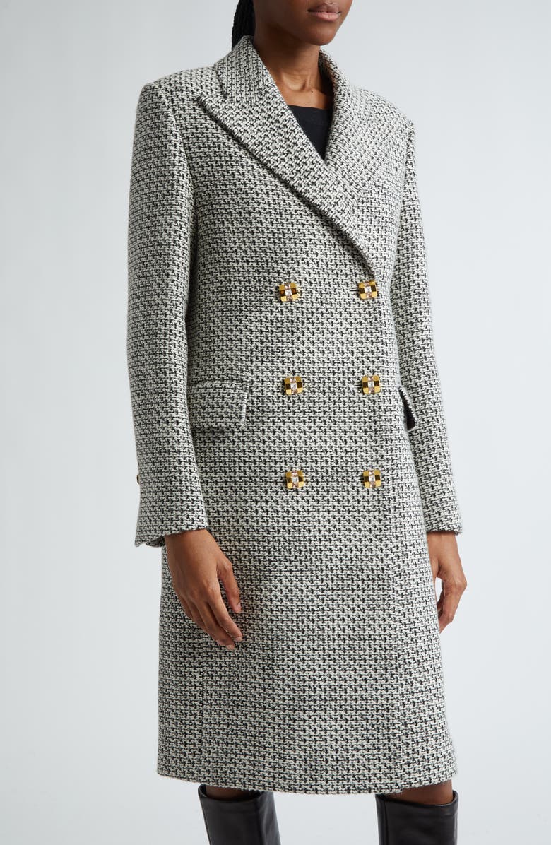 St. John Collection Double Breasted Wool Blend Tweed Coat, Alternate, color,