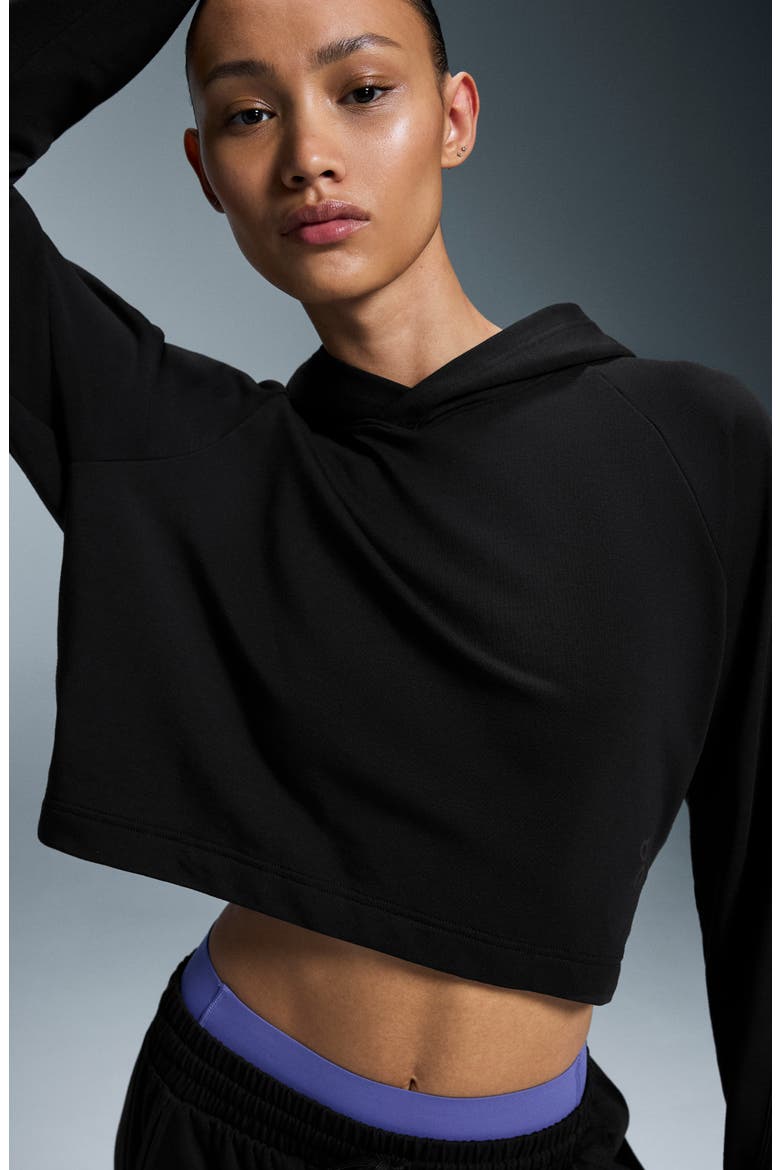 Studio Crop Hoodie, Alternate, color, BLACK