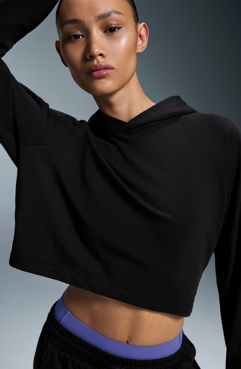 On Studio Crop Hoodie, Alternate, color, Black