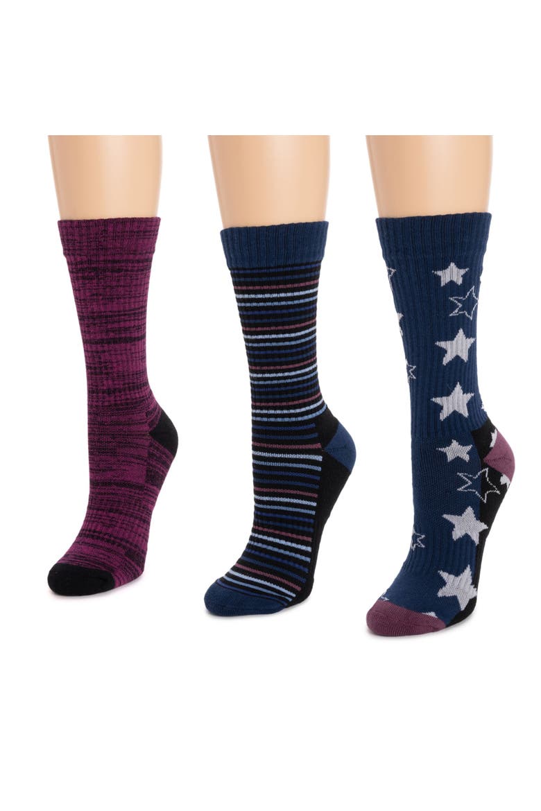 Cotton Rib Compression Crew Sock 3 Pair Pack, Alternate, color, Atlantic Blue