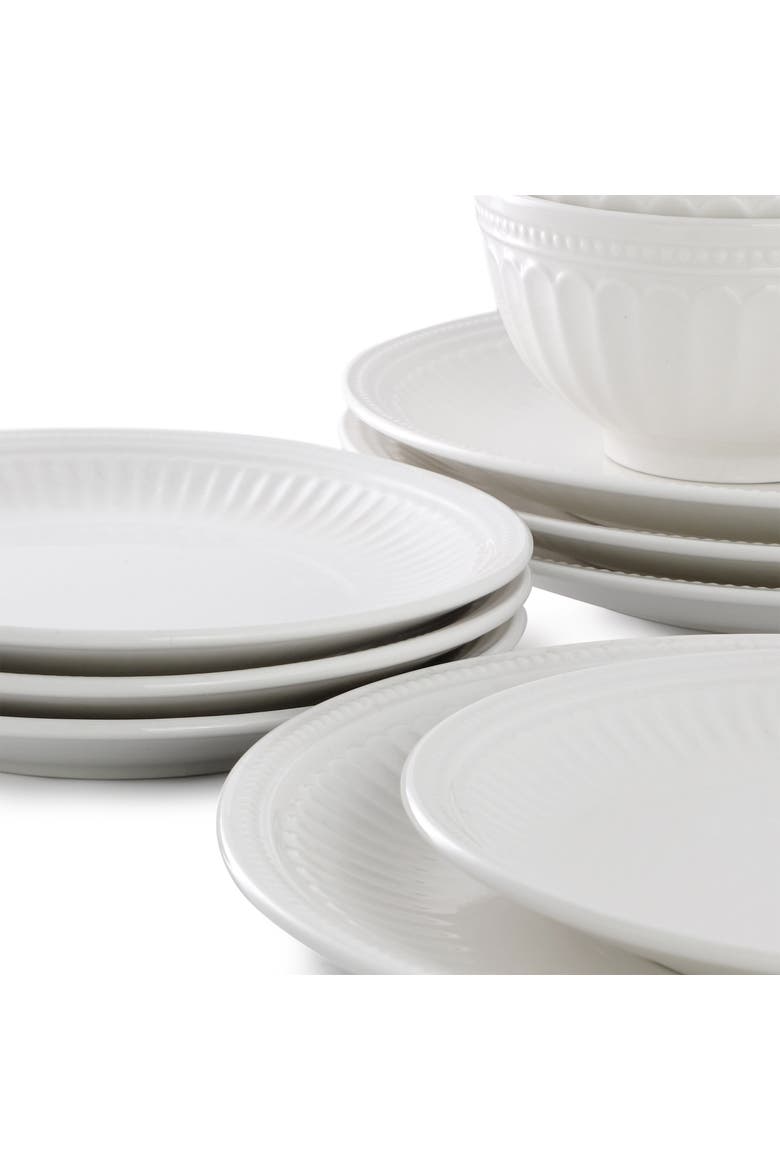 12 Piece Stoneware Dinnerware Set, Alternate, color, White