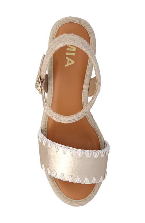 Mia Becky Ankle Strap Espadrille Platform Wedge Sandal In Natural/gold