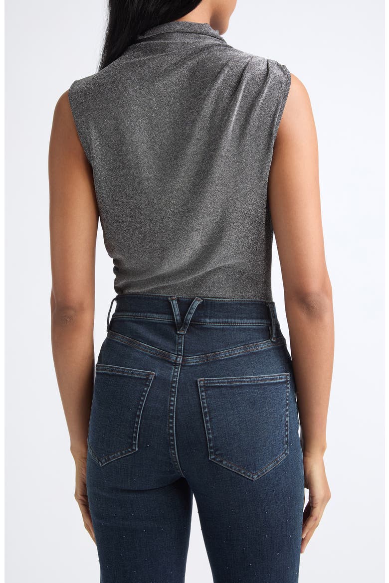 Mylie Metallic Mock Neck Top, Alternate, color, GUNMETAL