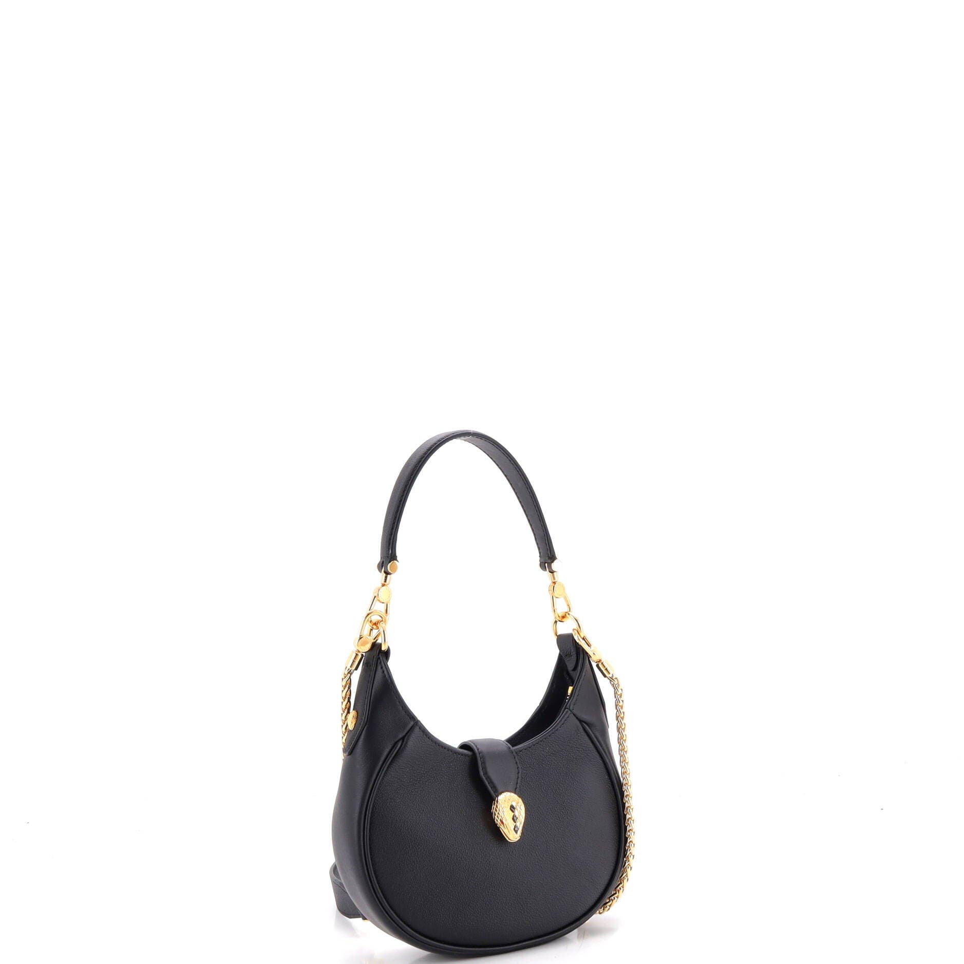 Serpenti Ellipse Crossbody Bag Leather Mini, Alternate, color, Black
