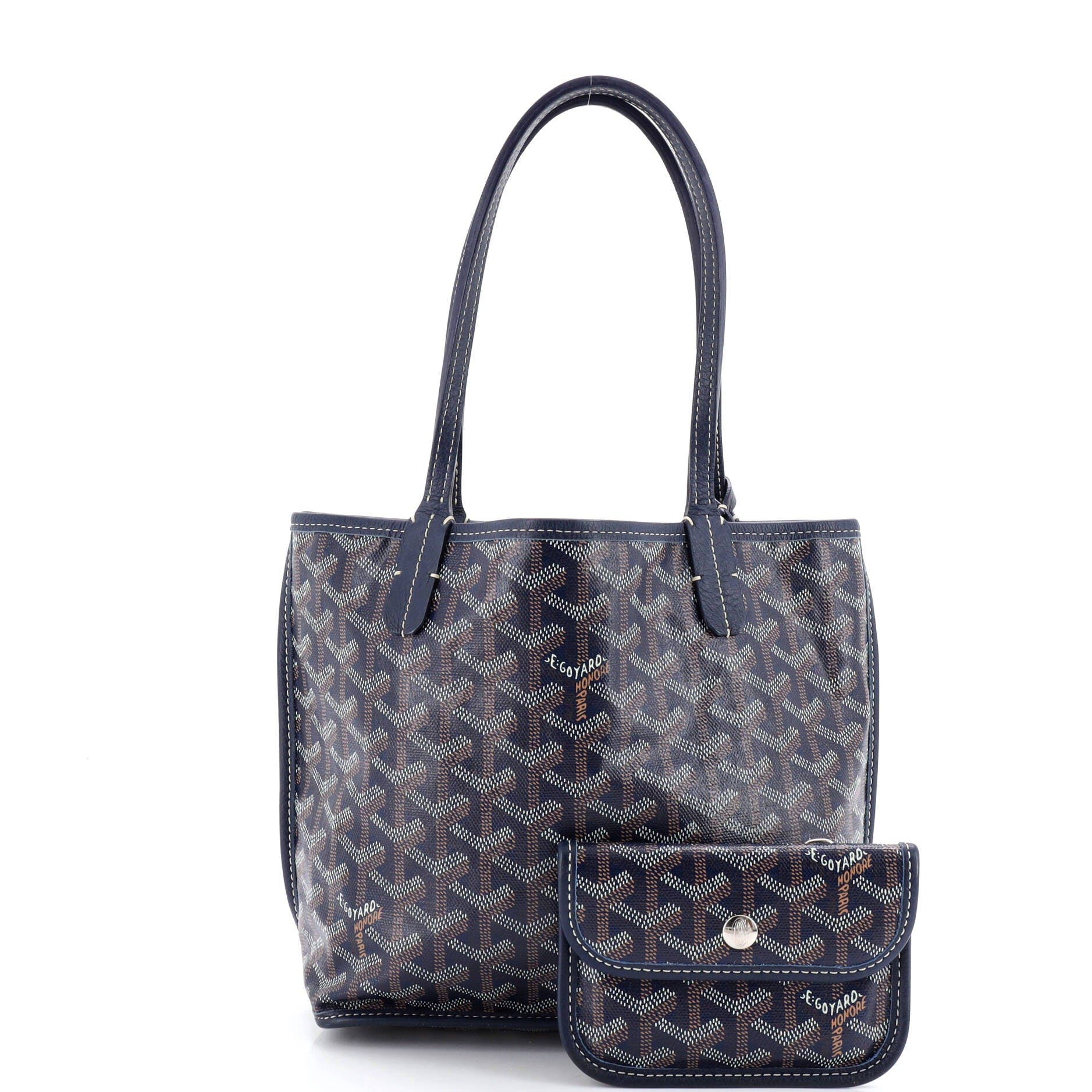 Pre-Owned Goyard Anjou Reversible Tote Coated Canvas Mini, Alternate, color, Blue