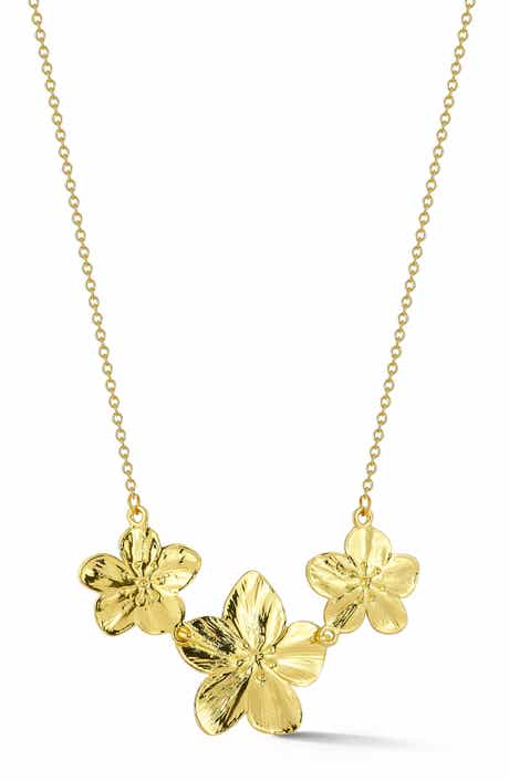 Triple Flower Pendant Necklace